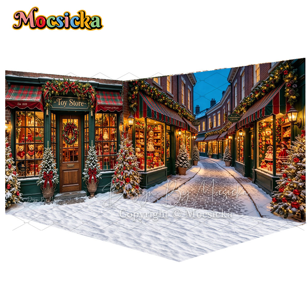 Kids Toys Store - Фон для фотосъемки Mocsicka: Рождественский магазин
