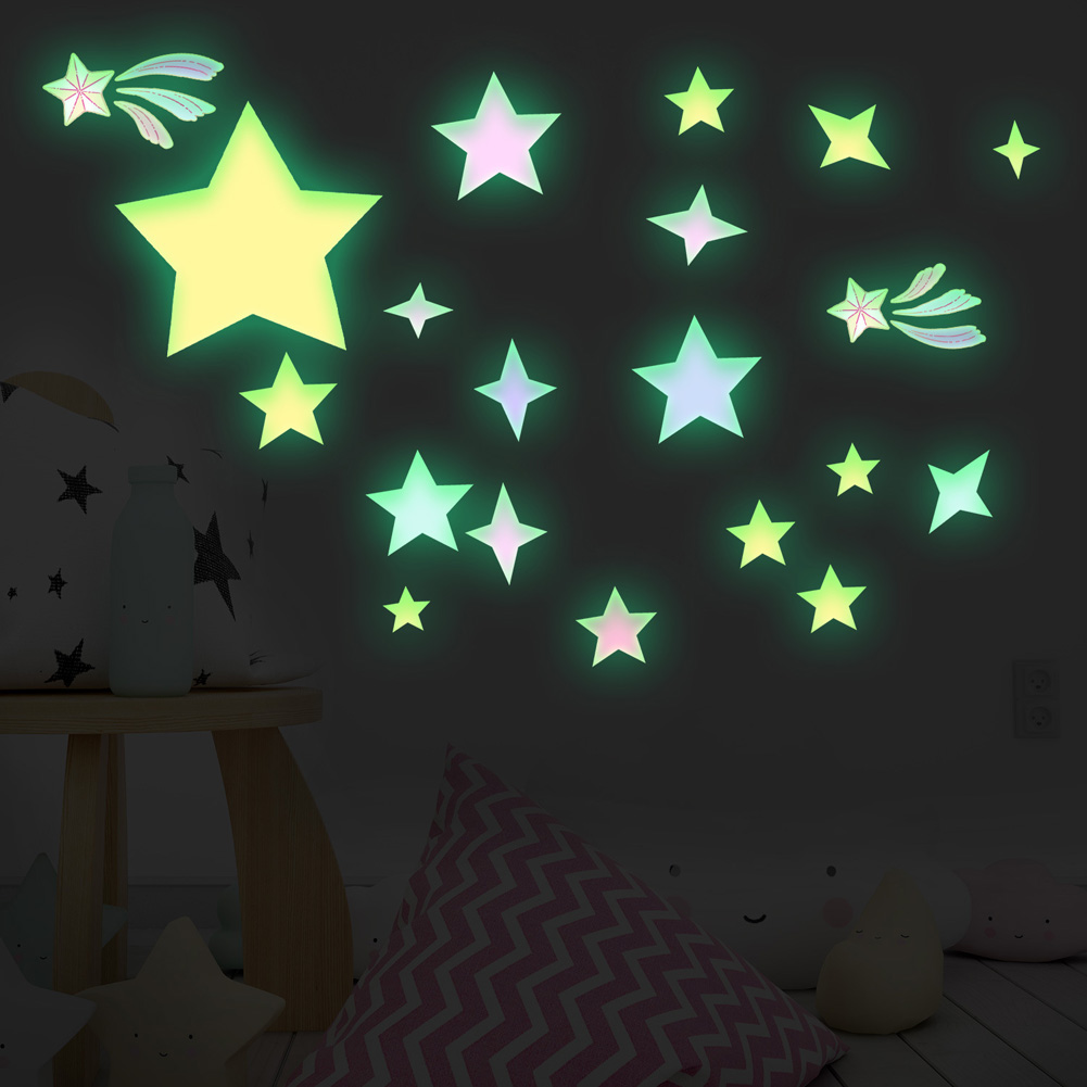 Glow In Dark Stars - Красочные звезды, светящаяся наклейка на стену,