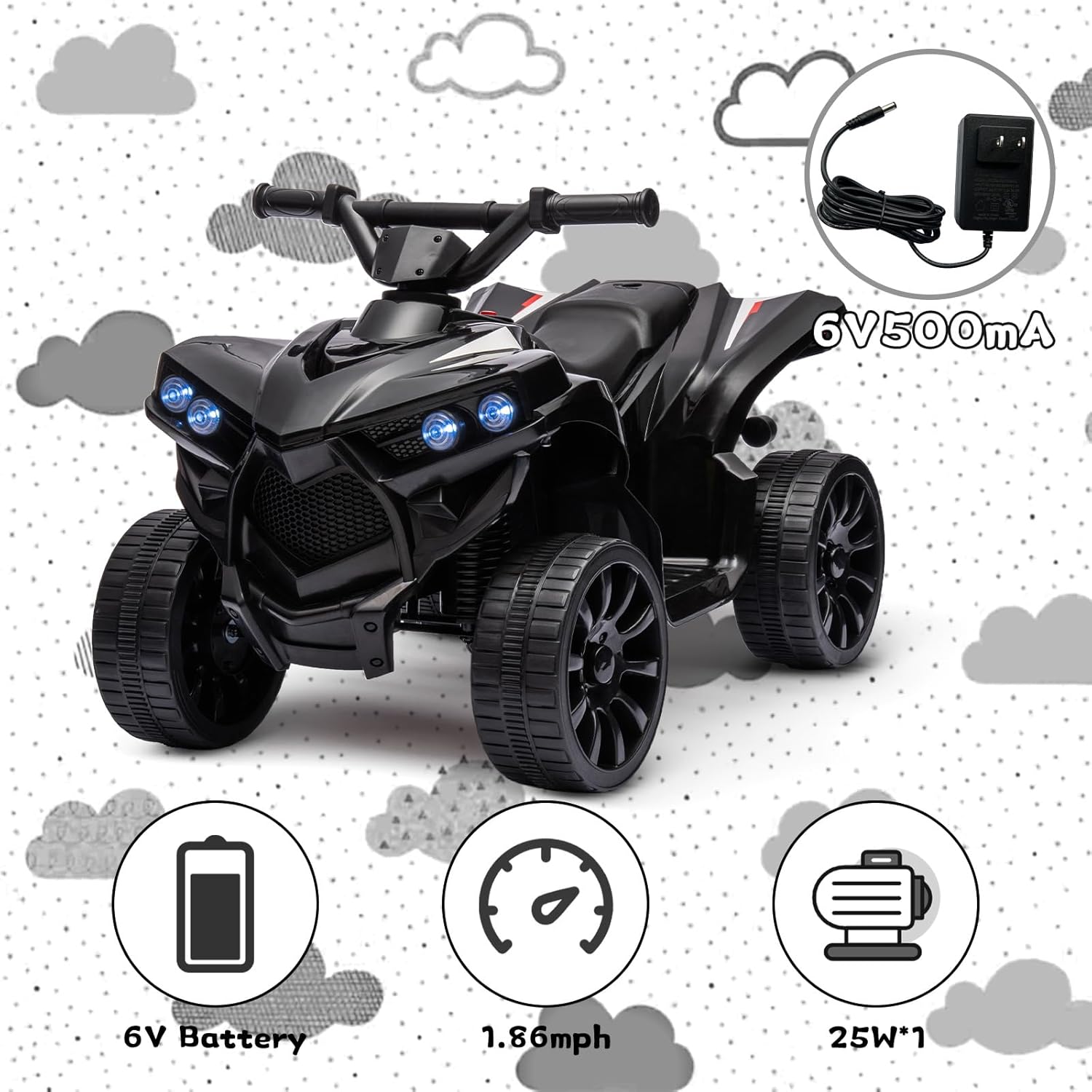 6 В езда на игрушке, 4-колесны – обзор и цена Kids Toys Quad